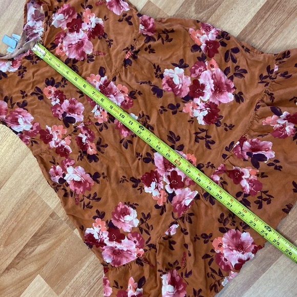Girls Floral Tiered Dress - Amber Brown size Large 10/12 - Picture 7 of 12